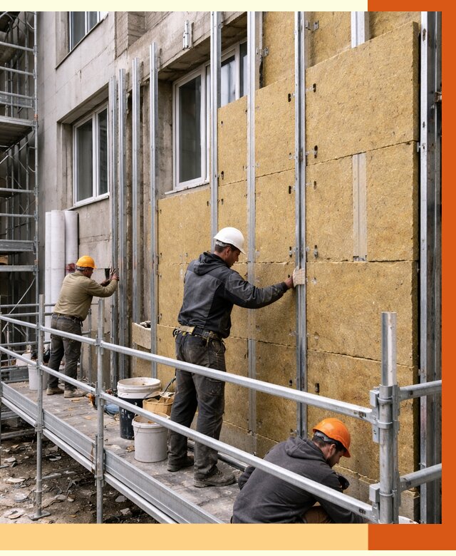 Утепление вентилируемого фасада в Чите от 5796 руб/м2 — монтаж и утепление вентфасад | ТепломастерЧта