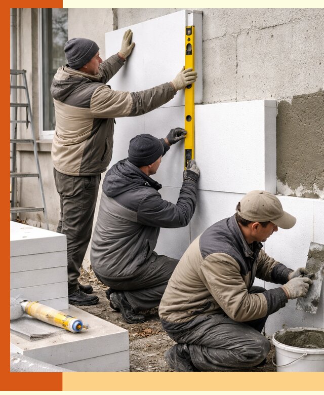 Утепление пенопластом наружных стен и фасадов в Чите